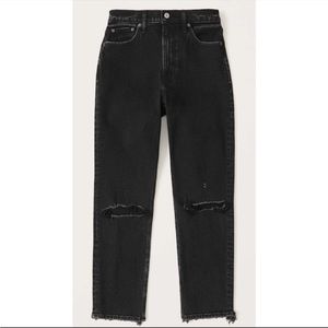 Abercrombie High Rise Mom Jeans in Ripped Black